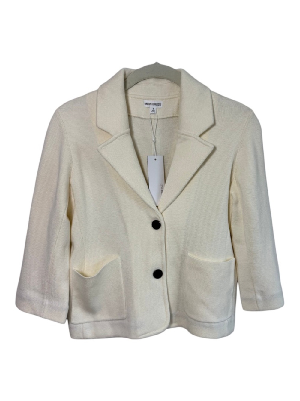 NWT Minnie Rose Cotton Blend Shrunken Blazer in Creamy White Size S